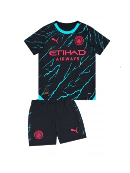 Manchester City Ausweichtrikot für Kinder 2023-24 Kurzarm (+ Kurze Hosen)